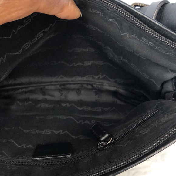 VIA SPIGA black suede shoulder handbag. Leather weaved through perimeter of bag. - Picture 9 of 9